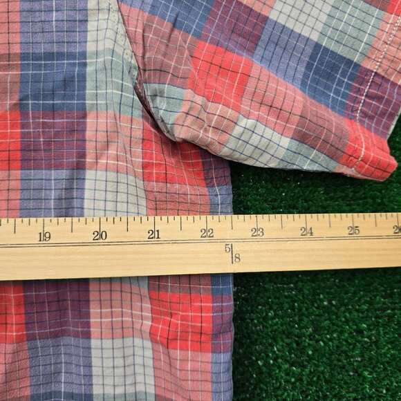 Tommy‎ Bahama Shirt Mens Large Red Blue Plaid 100% Silk Button Up Summer Casual - Picture 6 of 10